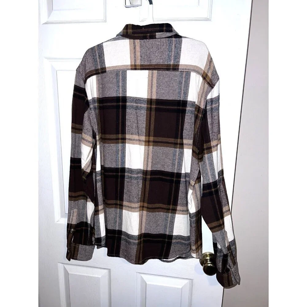 OLD NAVY Double-Brushed Women’s Flannel Plaid Button Long Sleeve Shirt Sz L